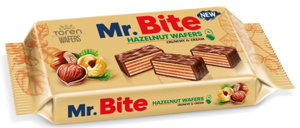 MR.BITE MILK CHOCOLATE COATED WAFER WITH HAZELNUT CREAM 38 GR 24 * 6